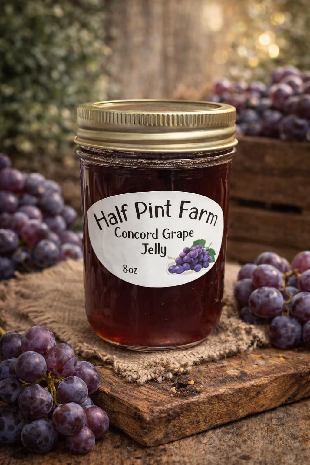 Grape Jelly - 8oz jar of farm-made grape preserves from Half Pint Farm