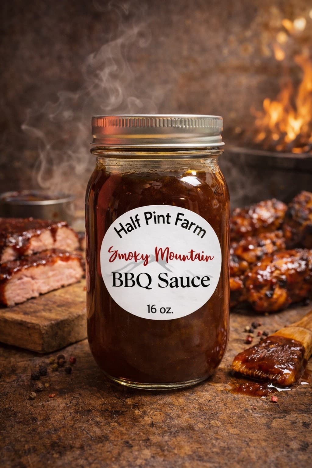 Smoky Mountain BBQ Sauce - 16oz bottle of homemade barbecue sauce from Half Pint Farm