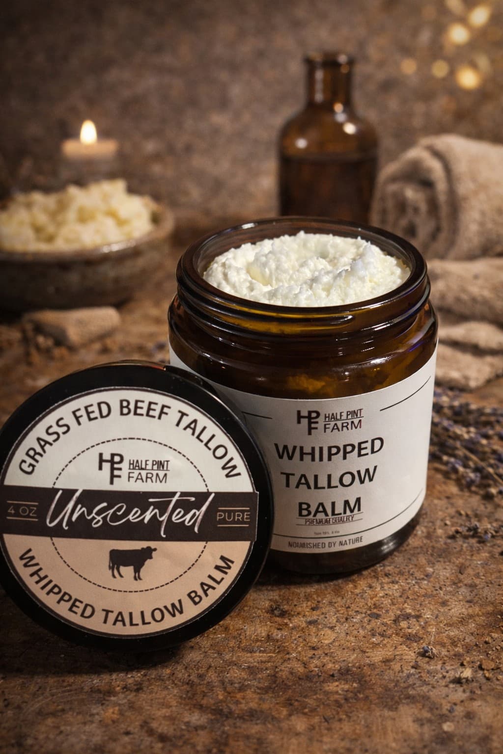 Unscented Beef Tallow - Pure farm-rendered beef tallow from Half Pint Farm
